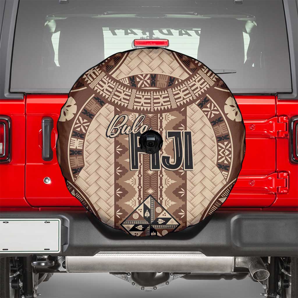 Bula Fiji Vintage Spare Tire Cover Brown Masi Motifs LT7 - Polynesian Pride