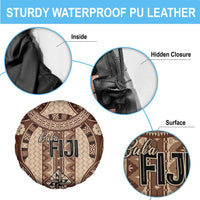 Bula Fiji Vintage Spare Tire Cover Brown Masi Motifs LT7 - Polynesian Pride