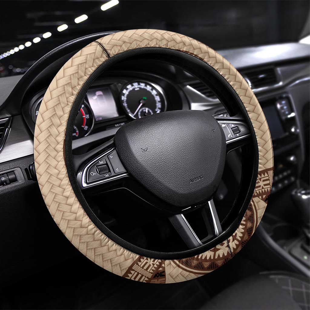 Bula Fiji Vintage Steering Wheel Cover Brown Masi Motifs