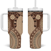 Bula Fiji Vintage Tumbler With Handle Brown Masi Motifs
