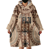 Bula Fiji Vintage Wearable Blanket Hoodie Brown Masi Motifs