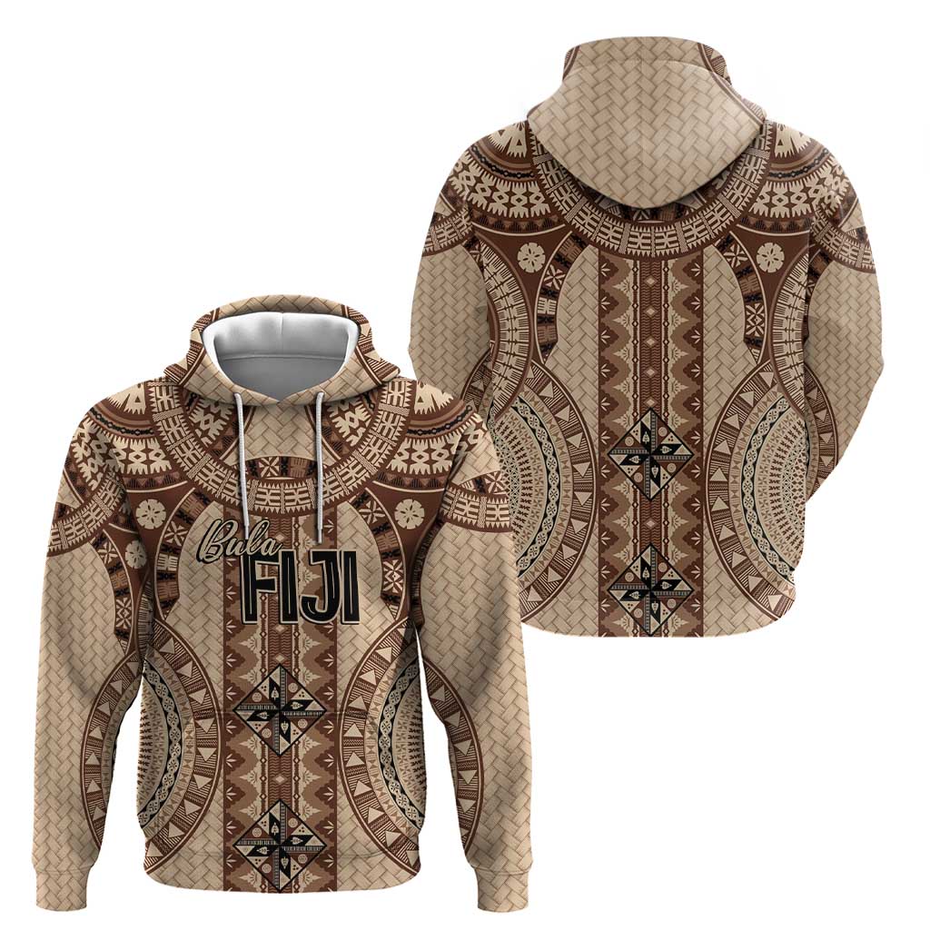 Bula Fiji Vintage Zip Hoodie Brown Masi Motifs