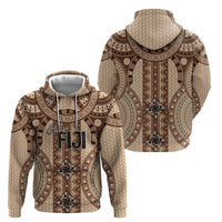 Bula Fiji Vintage Zip Hoodie Brown Masi Motifs