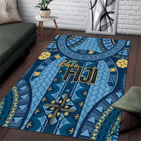 Bula Fiji Vintage Area Rug Prussian Blue Masi Motifs