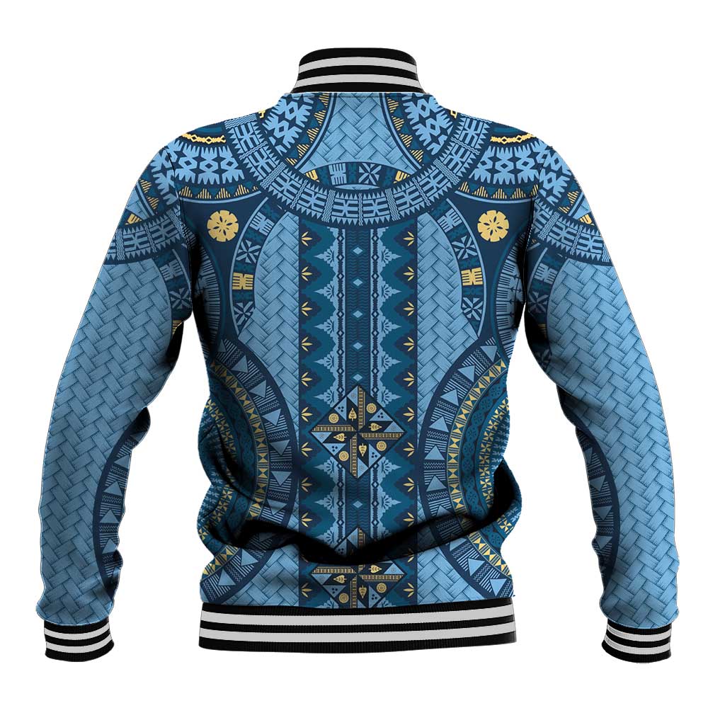 Bula Fiji Vintage Baseball Jacket Prussian Blue Masi Motifs