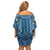 Bula Fiji Vintage Family Matching Off Shoulder Short Dress and Hawaiian Shirt Prussian Blue Masi Motifs