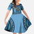 Bula Fiji Vintage Family Matching Puletasi and Hawaiian Shirt Prussian Blue Masi Motifs