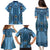 Bula Fiji Vintage Family Matching Puletasi and Hawaiian Shirt Prussian Blue Masi Motifs