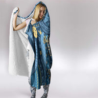 Bula Fiji Vintage Hooded Blanket Prussian Blue Masi Motifs