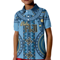 Bula Fiji Vintage Kid Polo Shirt Prussian Blue Masi Motifs