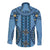 Bula Fiji Vintage Long Sleeve Button Shirt Prussian Blue Masi Motifs