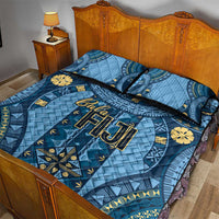 Bula Fiji Vintage Quilt Bed Set Prussian Blue Masi Motifs