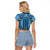 Bula Fiji Vintage Raglan Cropped T Shirt Prussian Blue Masi Motifs