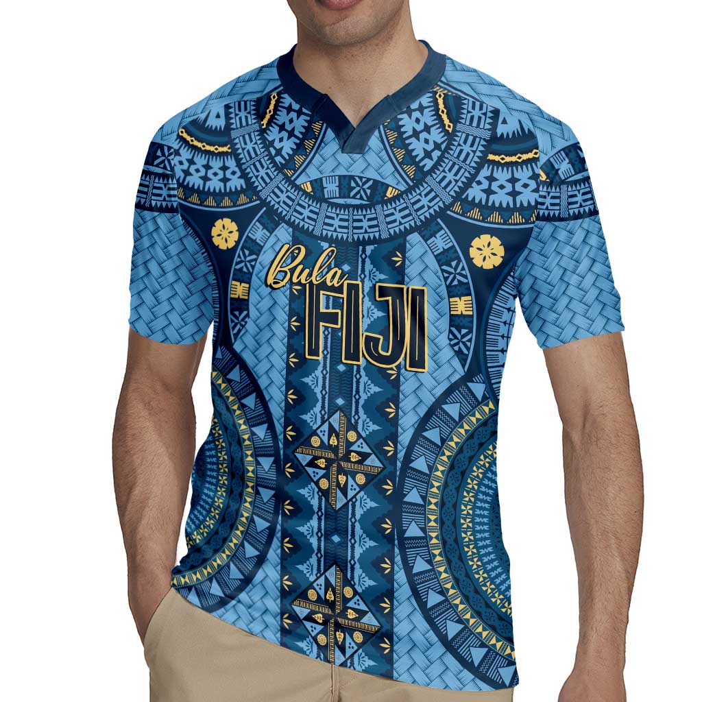 Bula Fiji Vintage Rugby Jersey Prussian Blue Masi Motifs