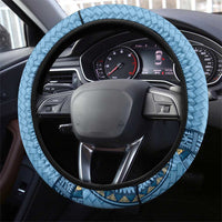 Bula Fiji Vintage Steering Wheel Cover Prussian Blue Masi Motifs LT7 - Polynesian Pride