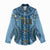 Bula Fiji Vintage Women Casual Shirt Prussian Blue Masi Motifs