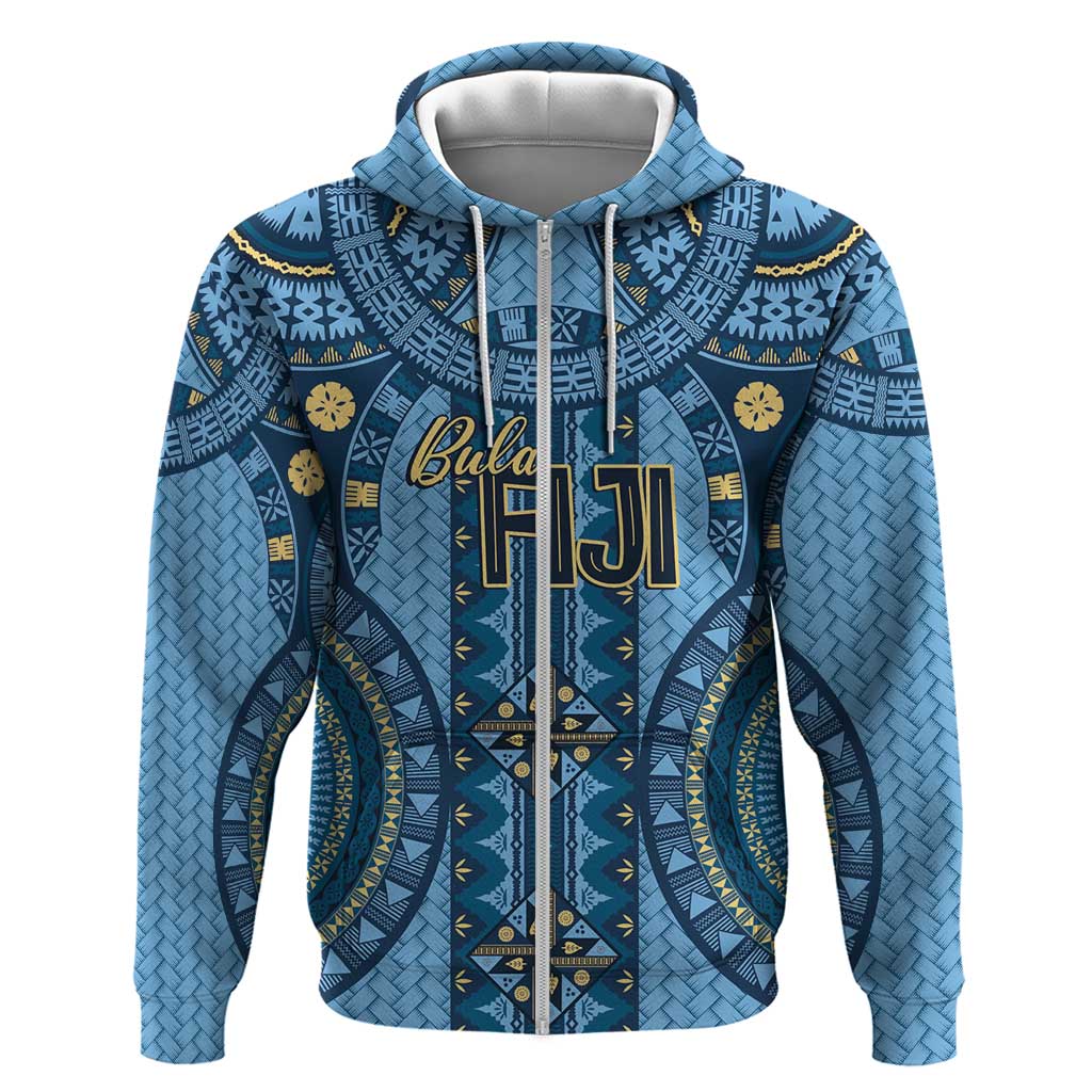 Bula Fiji Vintage Zip Hoodie Prussian Blue Masi Motifs