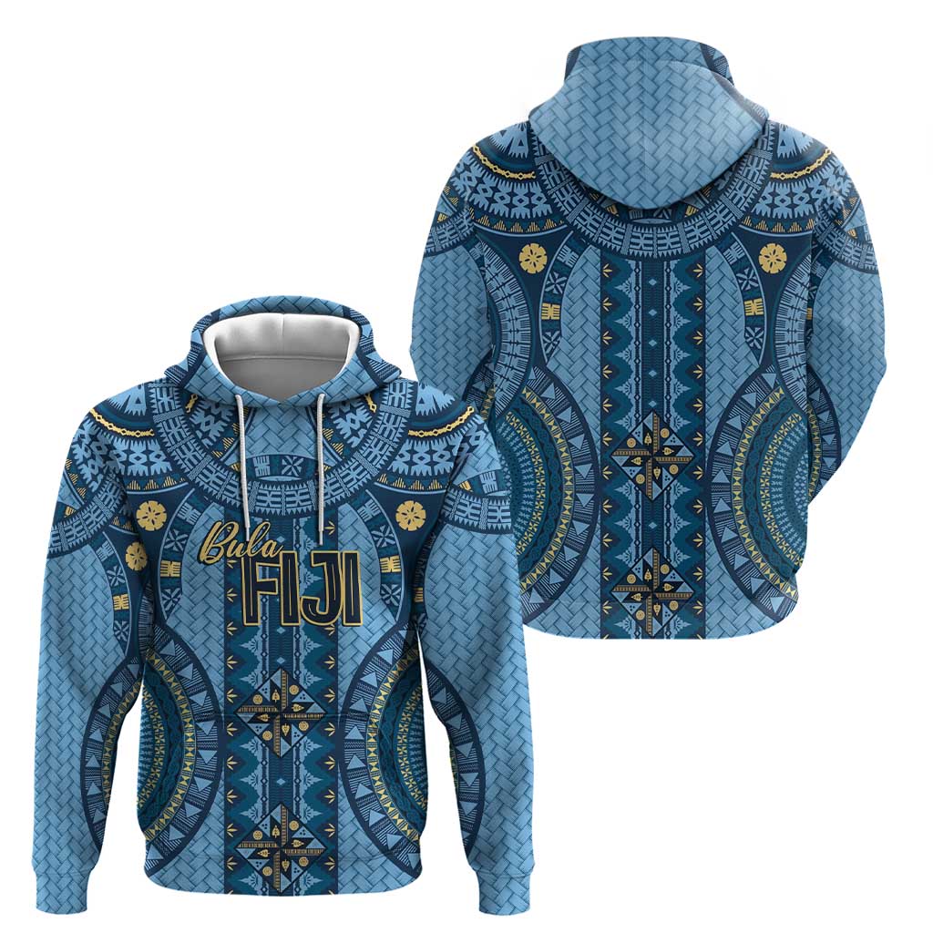 Bula Fiji Vintage Zip Hoodie Prussian Blue Masi Motifs