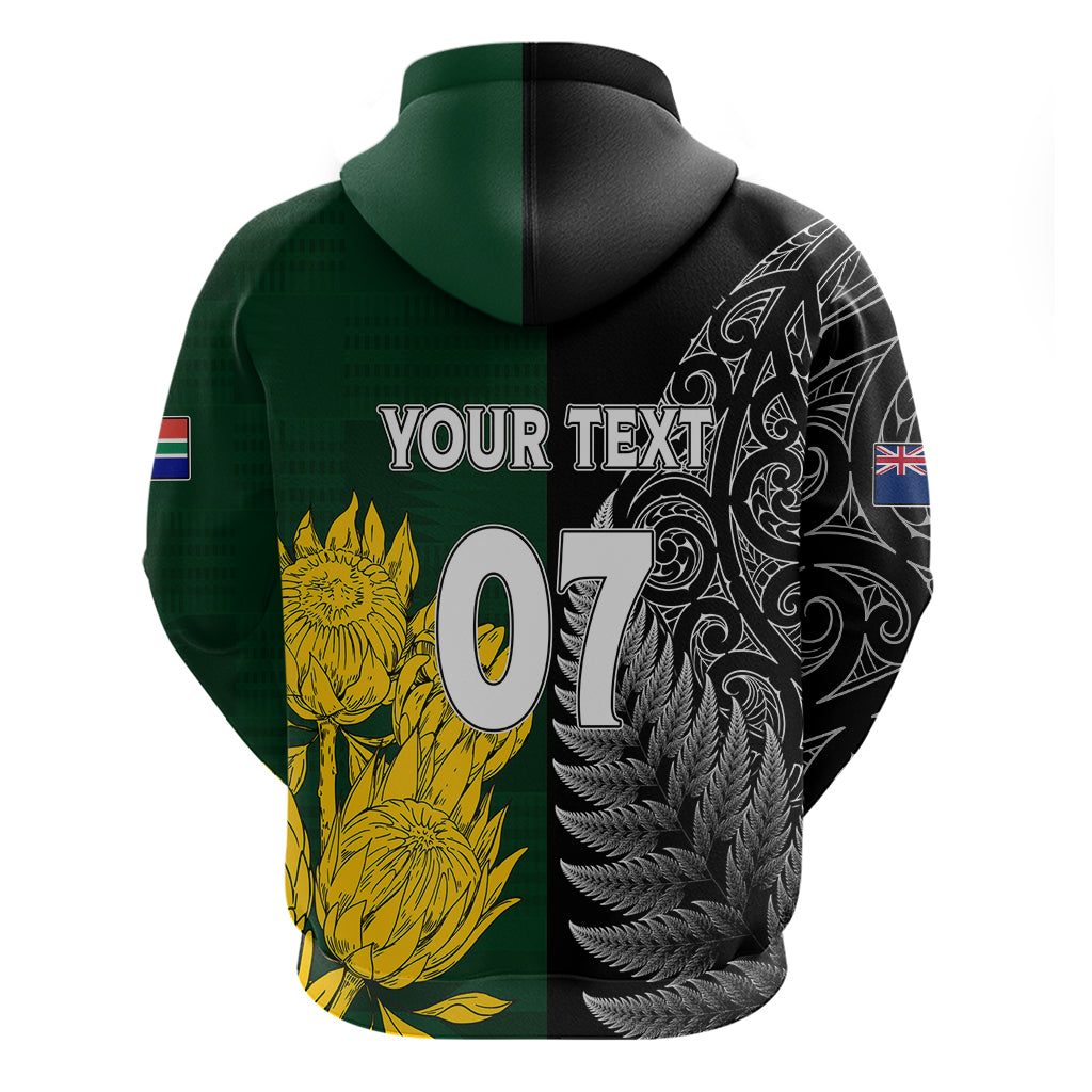 Custom New Zealand Mix South Africa Rugby Hoodie Protea Vs. Silver Ferns LT7 - Polynesian Pride
