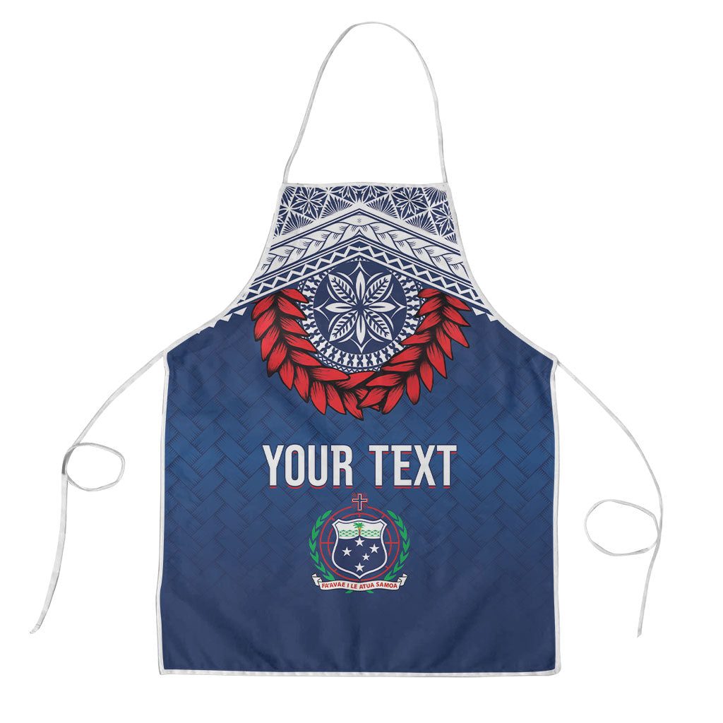 Manu Samoa Rugby Custom Navy Blue Apron ʻIe Toga Pattern With Red Ula fala