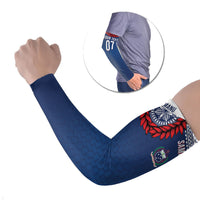 Manu Samoa Rugby Custom Navy Blue Arm Sleeves ʻIe Toga Pattern With Red Ula fala