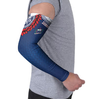 Manu Samoa Rugby Custom Navy Blue Arm Sleeves ʻIe Toga Pattern With Red Ula fala