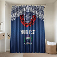 Manu Samoa Rugby Custom Navy Blue Bathroom Set ʻIe Toga Pattern With Red Ula fala