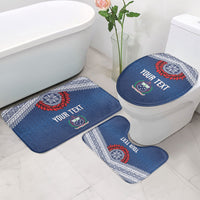 Manu Samoa Rugby Custom Navy Blue Bathroom Set ʻIe Toga Pattern With Red Ula fala