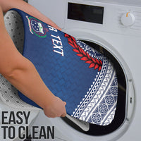 Manu Samoa Rugby Custom Navy Blue Bathroom Set ʻIe Toga Pattern With Red Ula fala