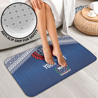Manu Samoa Rugby Custom Navy Blue Bathroom Set ʻIe Toga Pattern With Red Ula fala