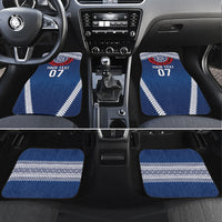 Manu Samoa Rugby Custom Navy Blue Car Mats ʻIe Toga Pattern With Red Ula fala