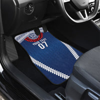Manu Samoa Rugby Custom Navy Blue Car Mats ʻIe Toga Pattern With Red Ula fala