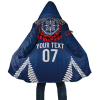 Manu Samoa Rugby Custom Navy Blue Cloak ʻIe Toga Pattern With Red Ula fala