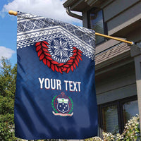 Manu Samoa Rugby Custom Navy Blue Garden Flag ʻIe Toga Pattern With Red Ula fala