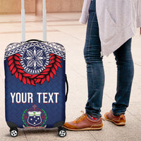 Manu Samoa Rugby Custom Navy Blue Luggage Cover ʻIe Toga Pattern With Red Ula fala