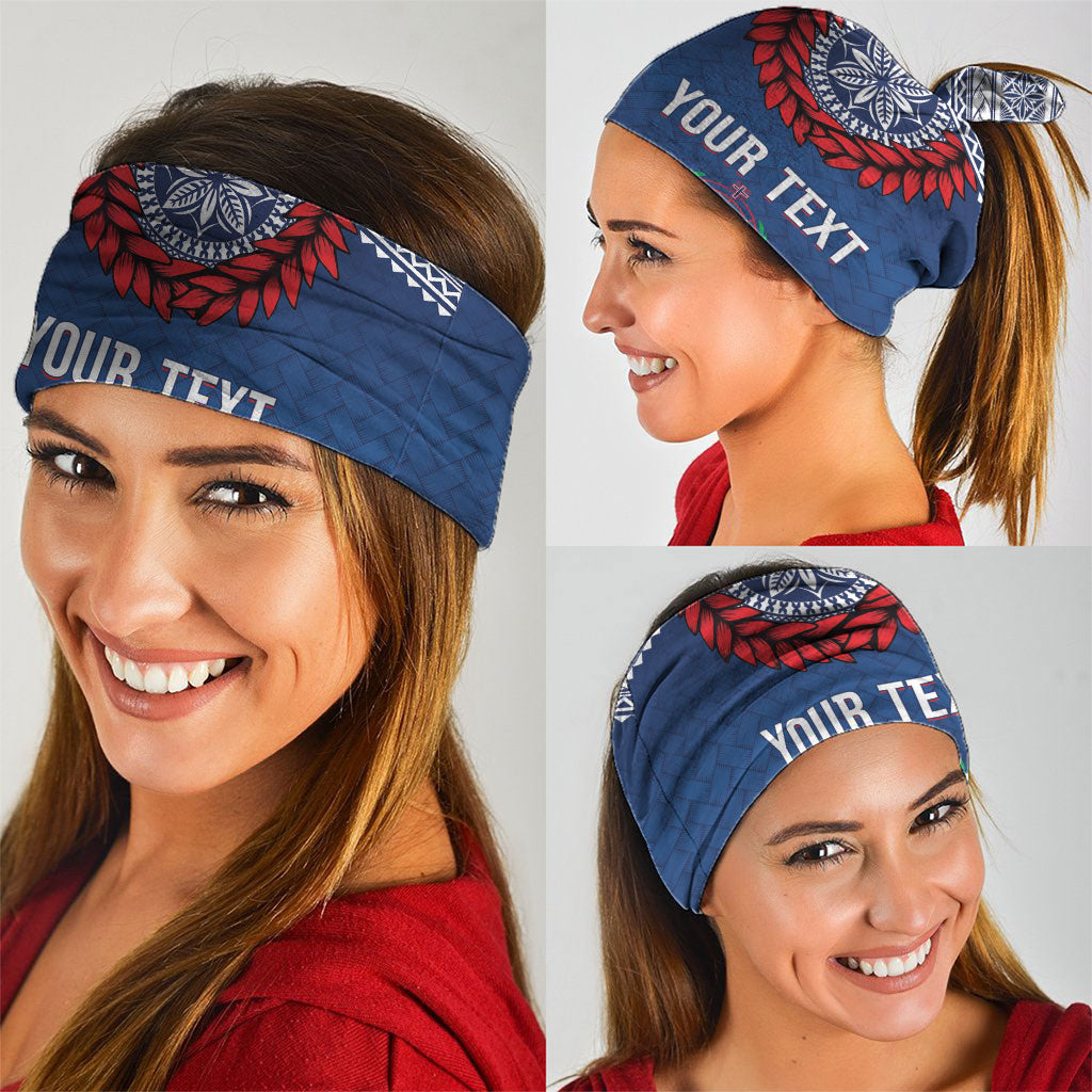 Manu Samoa Rugby Custom Navy Blue Neck Gaiter ʻIe Toga Pattern With Red Ula fala