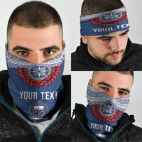 Manu Samoa Rugby Custom Navy Blue Neck Gaiter ʻIe Toga Pattern With Red Ula fala