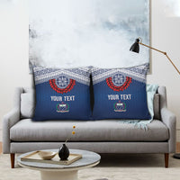 Manu Samoa Rugby Custom Navy Blue Pillow Cover ʻIe Toga Pattern With Red Ula fala
