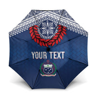 Manu Samoa Rugby Custom Navy Blue Umbrella ʻIe Toga Pattern With Red Ula fala