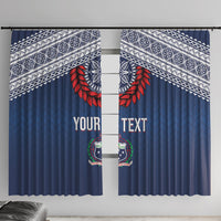 Manu Samoa Rugby Custom Navy Blue Window Curtain ʻIe Toga Pattern With Red Ula fala