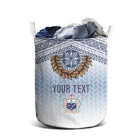 Manu Samoa Rugby Custom White Laundry Basket ʻIe Toga Pattern With Brown Ula fala