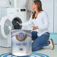 Manu Samoa Rugby Custom White Laundry Basket ʻIe Toga Pattern With Brown Ula fala