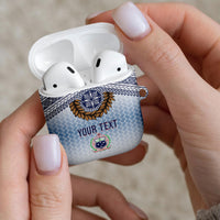 Manu Samoa Rugby Custom White AirPods Case ʻIe Toga Pattern With Brown Ula fala