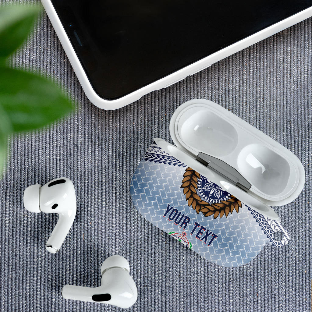 Manu Samoa Rugby Custom White AirPods Case ʻIe Toga Pattern With Brown Ula fala