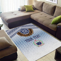 Manu Samoa Rugby Custom White Area Rug ʻIe Toga Pattern With Brown Ula fala