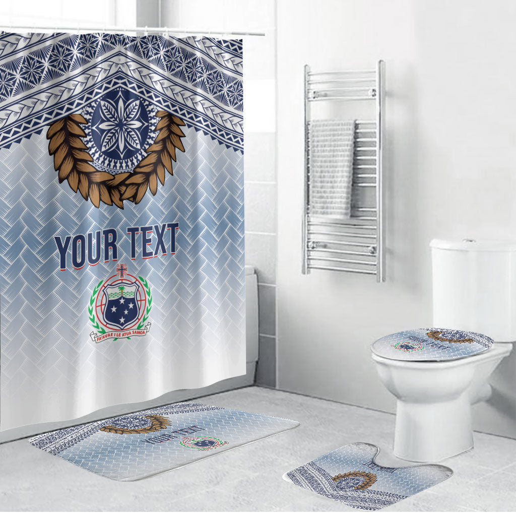 Manu Samoa Rugby Custom White Bathroom Set ʻIe Toga Pattern With Brown Ula fala