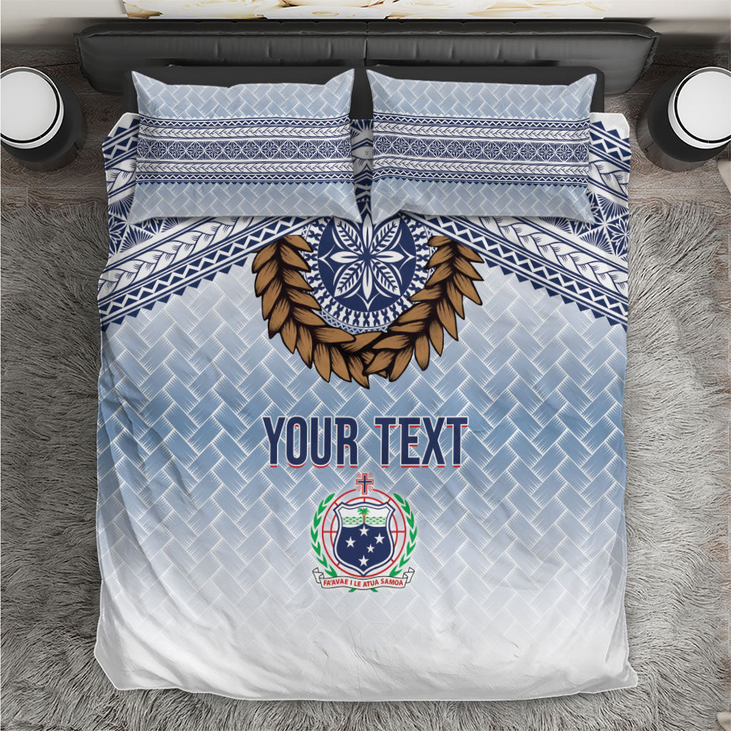 Manu Samoa Rugby Custom White Bedding Set ʻIe Toga Pattern With Brown Ula fala