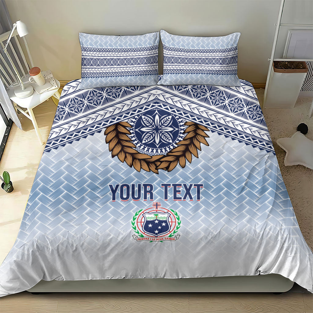 Manu Samoa Rugby Custom White Bedding Set ʻIe Toga Pattern With Brown Ula fala