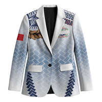 Manu Samoa Rugby Custom White Blazer ʻIe Toga Pattern With Brown Ula fala
