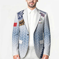 Manu Samoa Rugby Custom White Blazer ʻIe Toga Pattern With Brown Ula fala